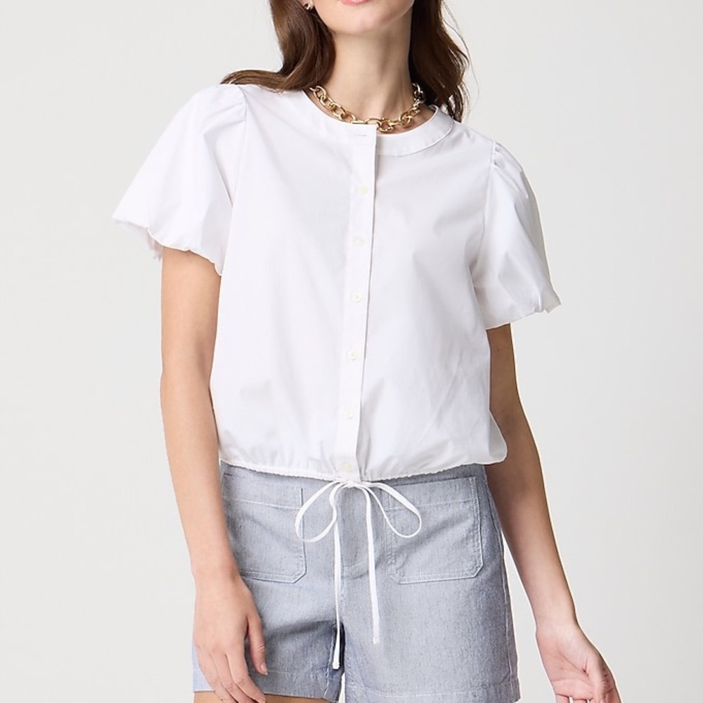 (NWT)J.crew factory Puff-sleeve tie-waist top